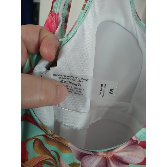 Nicole Miller Swimsuit M One Piece Aqua Floral Print - Picture 6 of 8